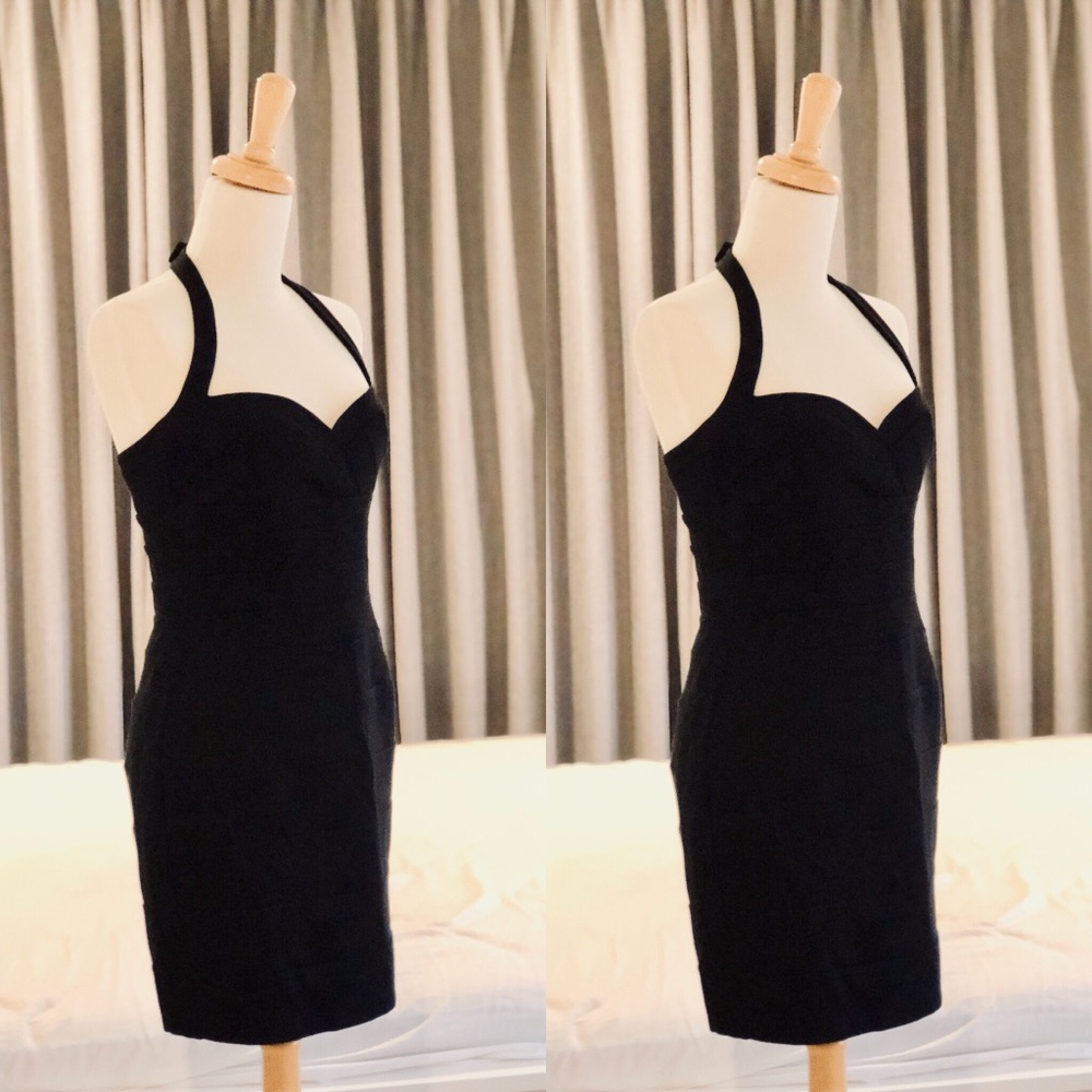 Sexy Black Elastic Cocktail Mini Dress Size S Used